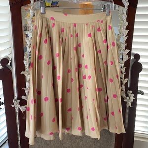 Kate spade beige silk skirt pink polka dots size 6